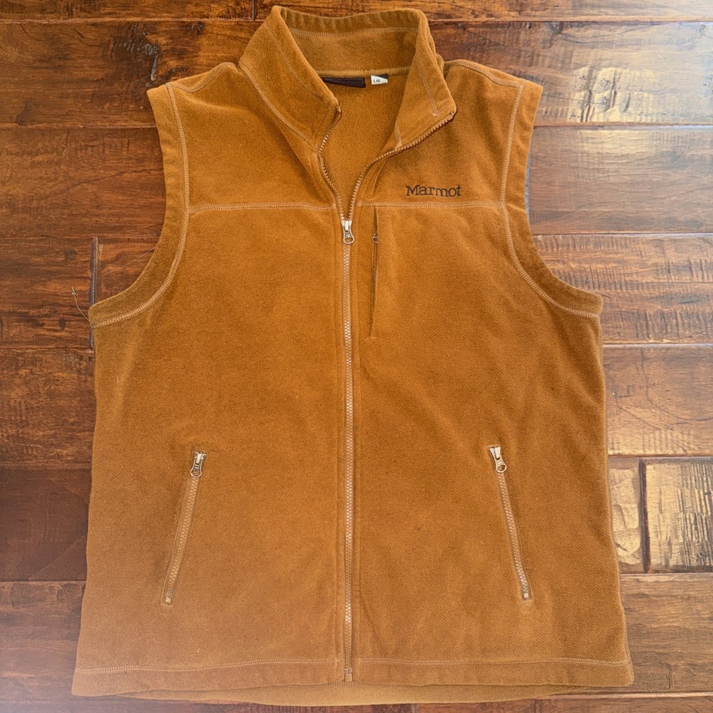 MARMOT  Maple Brown COLFAX Fleece Full Zip VEST Jacket Mens Size‎ Large - Picture 2 of 10